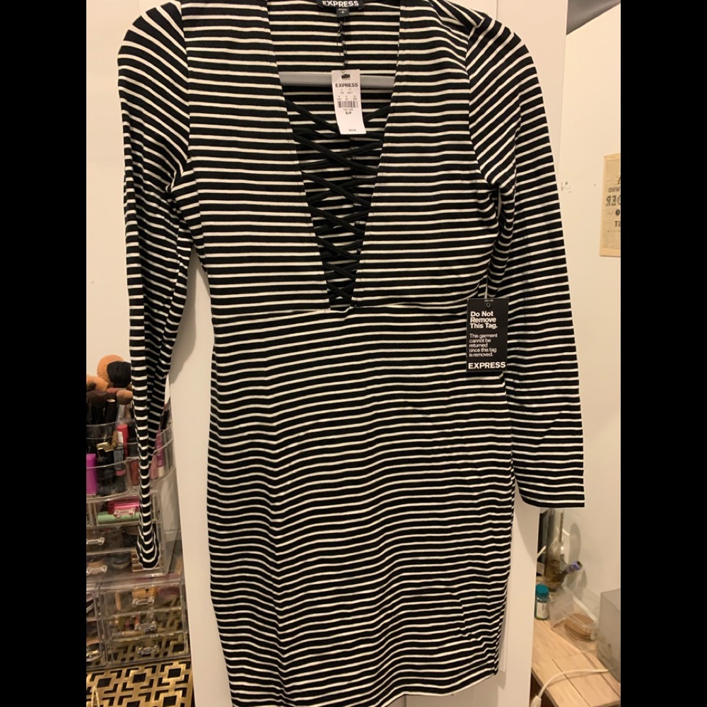 Black and white stripped dress